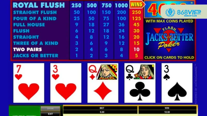 Video Poker Tại 868vip: Chiến Thuật Chơi Là Thắng 3 Những chiến thuật nâng cao trong Video Poker